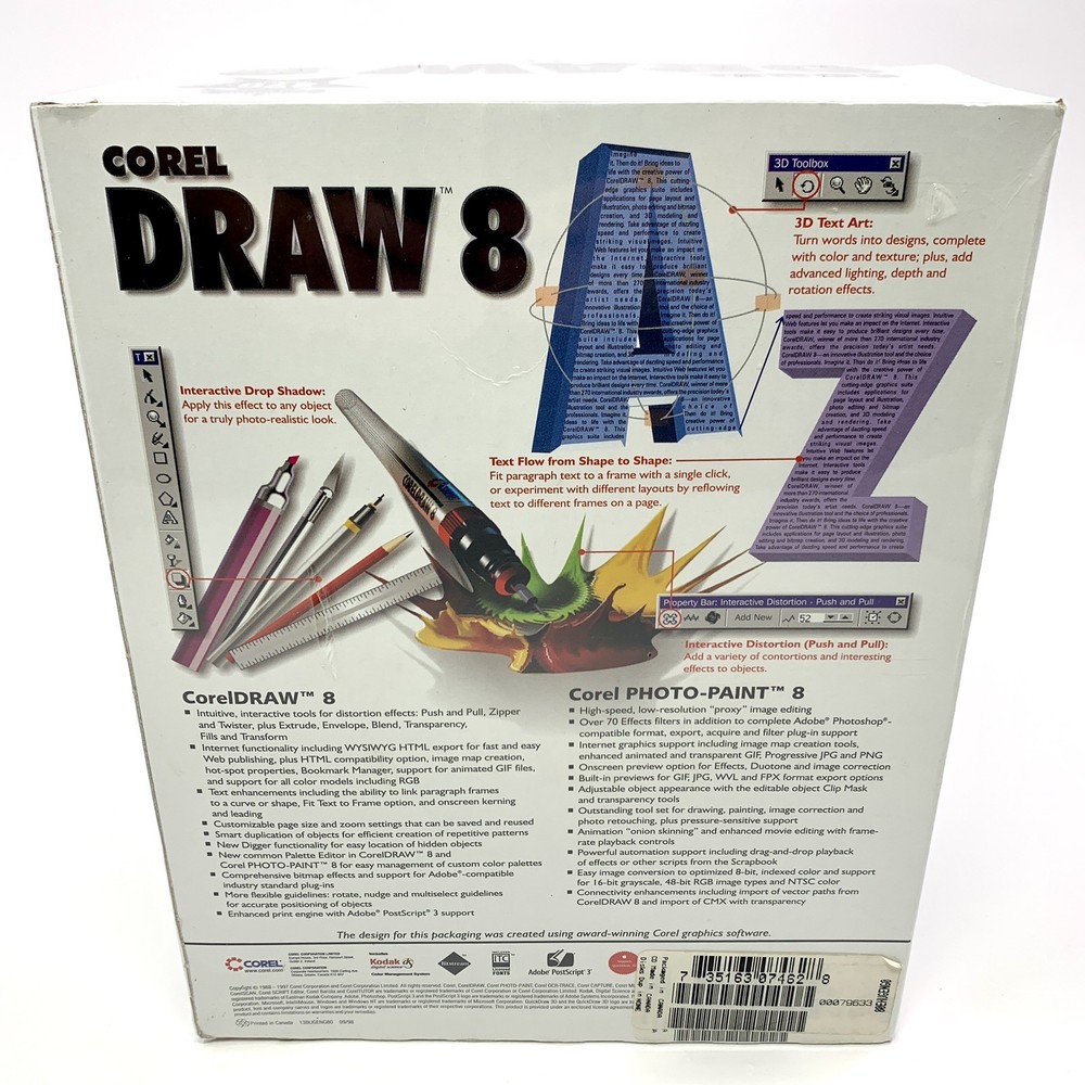 Coreldraw 8 UPGRADE: New, Sealed Box Big Box Software Graphic Design *READ*