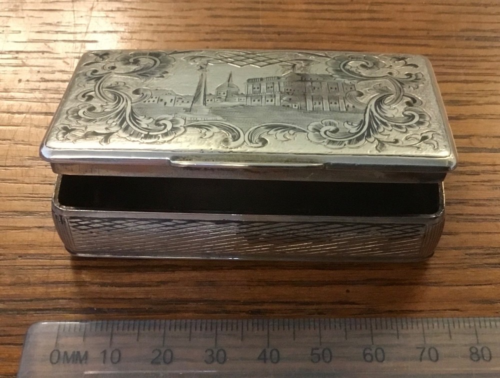 Russian Imperial Silver Niello Snuff Box