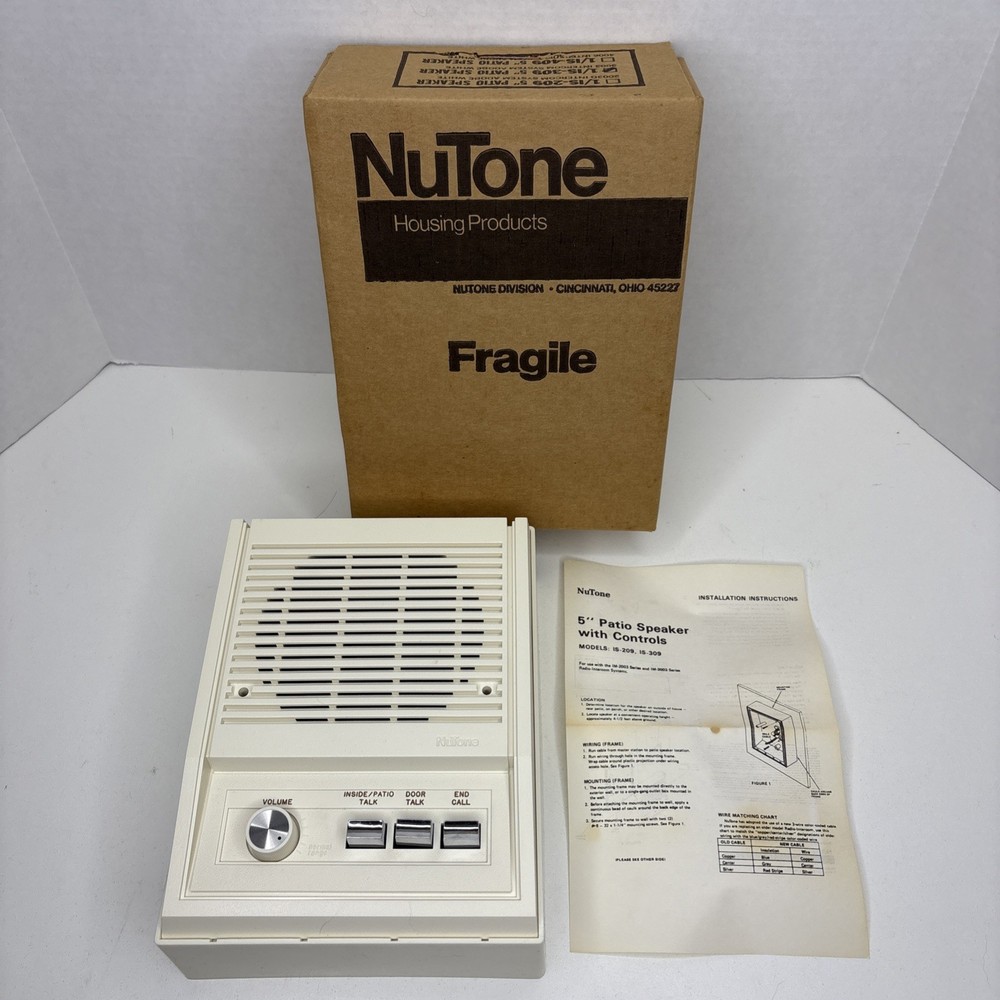 NUTONE IS-309 5" Outside Patio Speaker 3003 Intercom Adobe White NOS Open Box