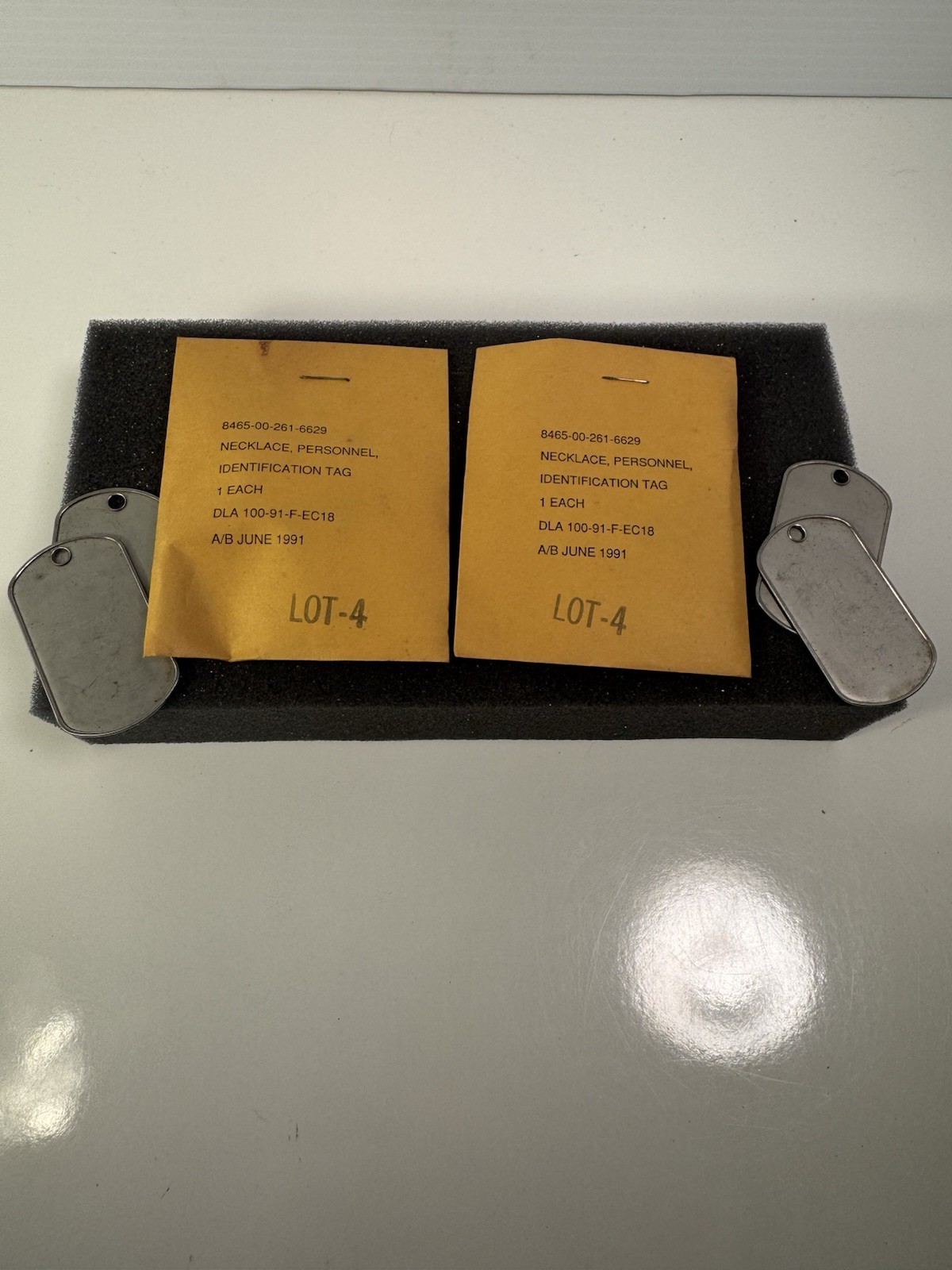 Vintage 1991 Unused Military Dog Tags Set of 2 New Unopened Chains In Package