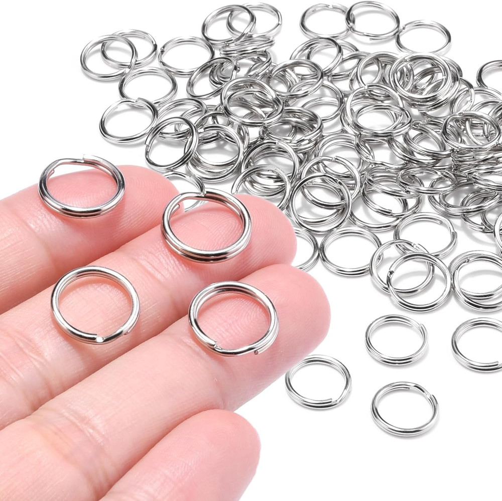 1/2" Small Split Key Rings Silver 100 pcs Double Loops Keyring Metal Mini for...