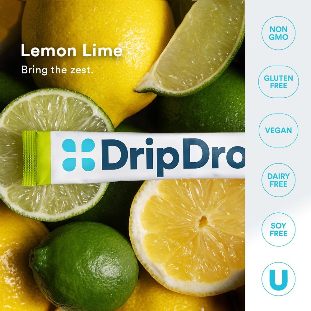 DripDrop Sugar Free Hydration Packets - Zero Lemon Lime - Single 32 Count
