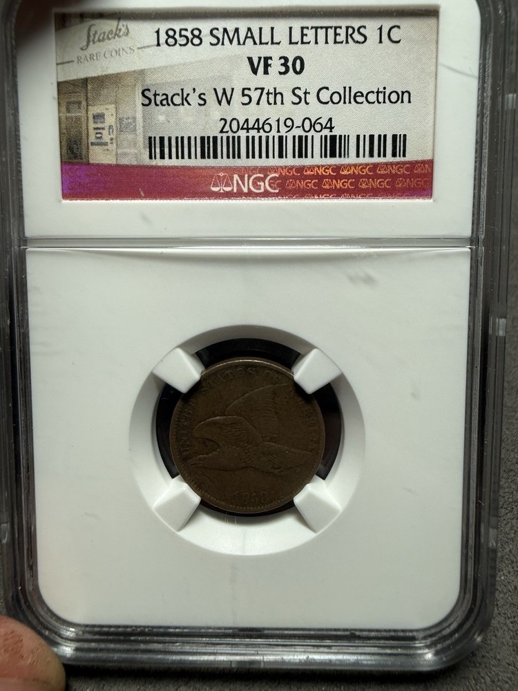 1858 - Small Letters Flying Eagle Cent - NGC VF30 - Stack's W 57th St Collection