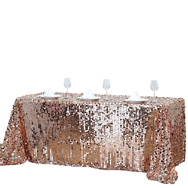 Blush Rectangular 90x156" Large Payette Sequin Tablecloth Wedding Catering SALE