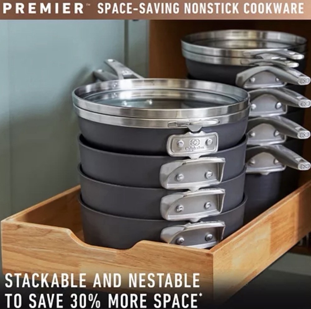 Calphalon Premier Space-Saving Hard-Anodized Nonstick Cookware Set, 10 Pcs NEW!!