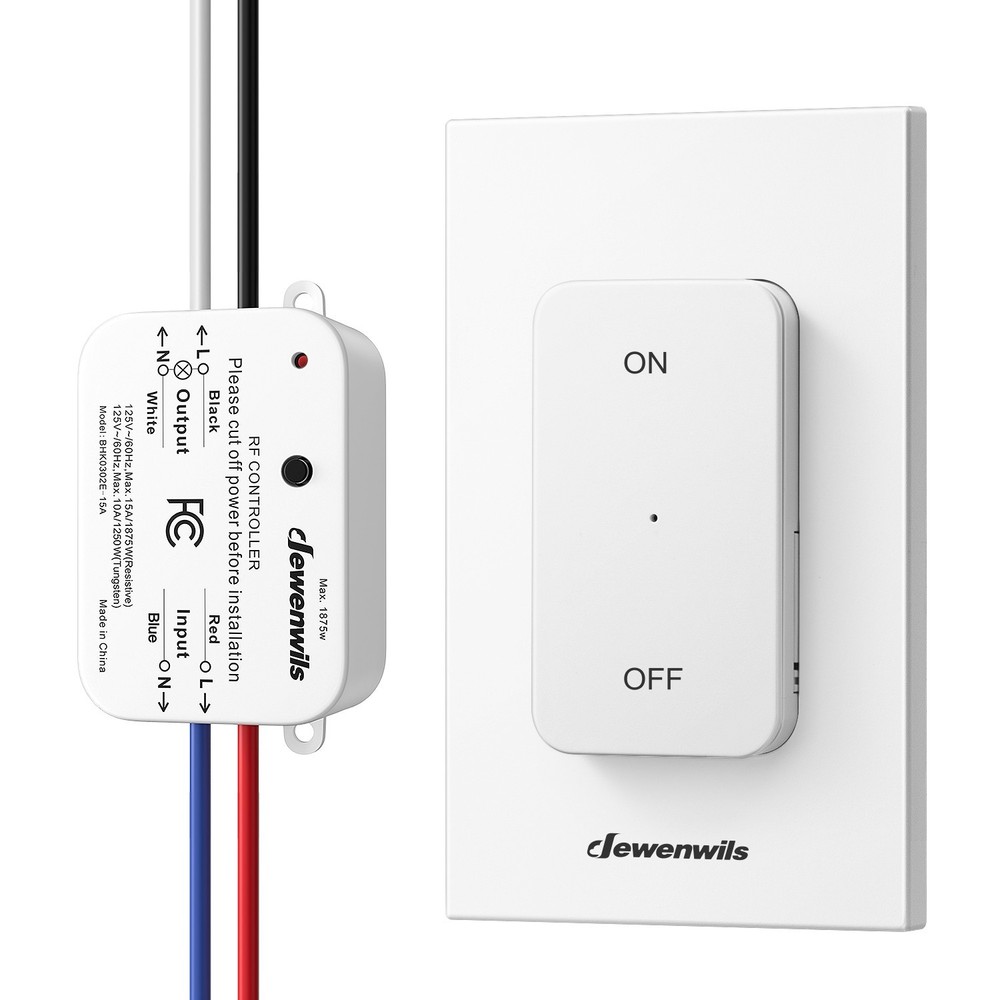 EDISHINE Wireless Light Switch&Receiver Kit 15A Hight Power Remote Light Switch