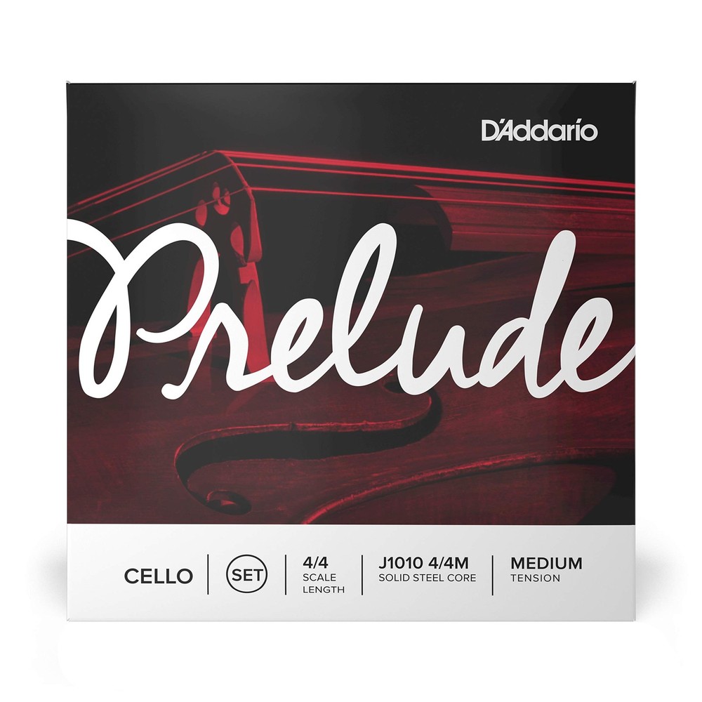 D’Addario J1010 Prelude Cello String Set, 4/4 Medium – Solid Steel, Durable