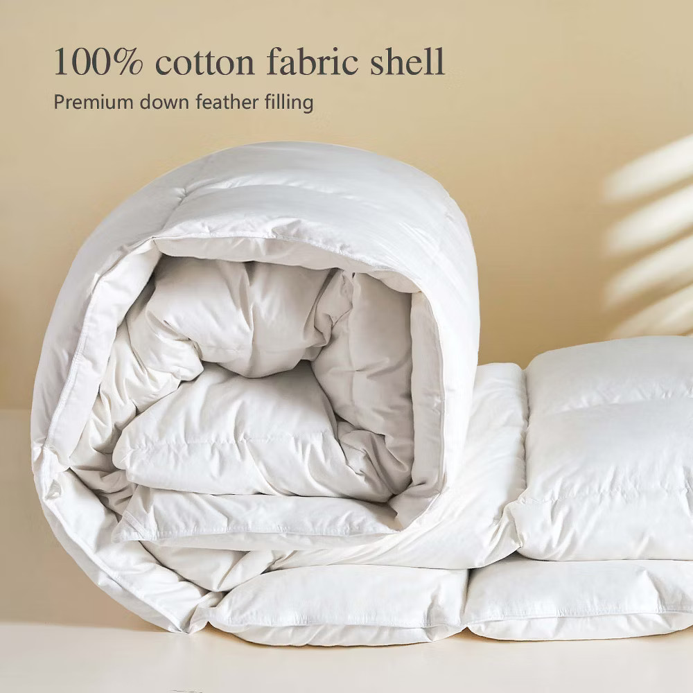 Inhand Goose Feather Down Fiber Comforter Queen Size - 100% White Cotton
