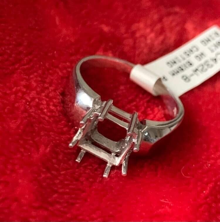 10kt White Gold 8x8mm Pc Ring Casting~Size 8