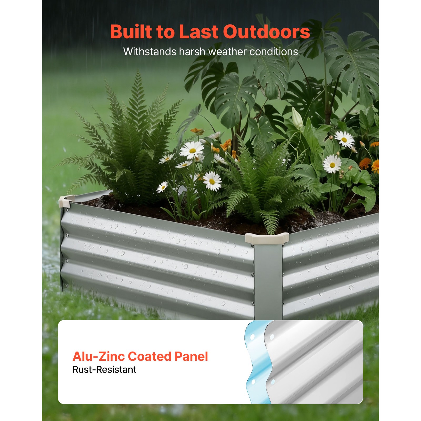 Uimoso 2 Pcs Galvanized Metal Raised Garden Beds 6x3x1ft Rectangular Planter Box