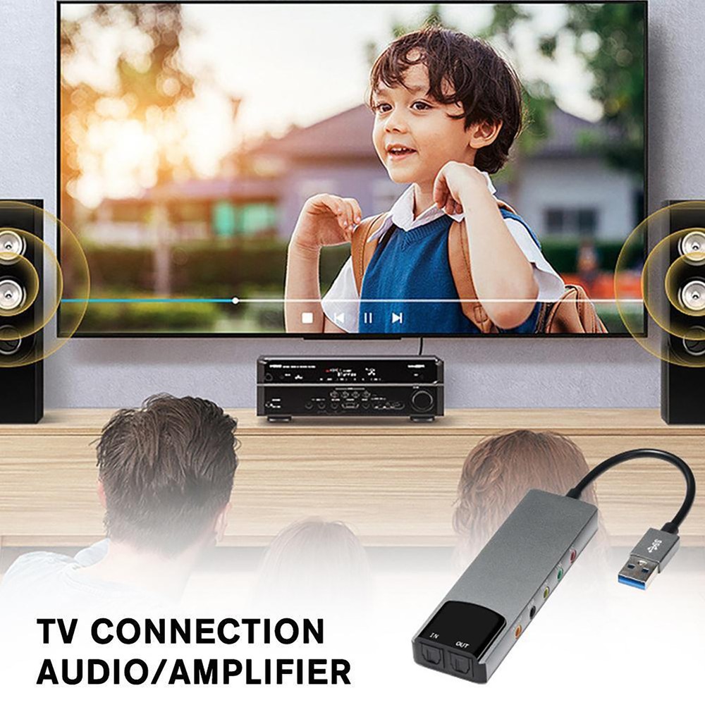 6-In-1 Computer Sound Card 5.1 USB External Sound Card Multi-Function Audio Card