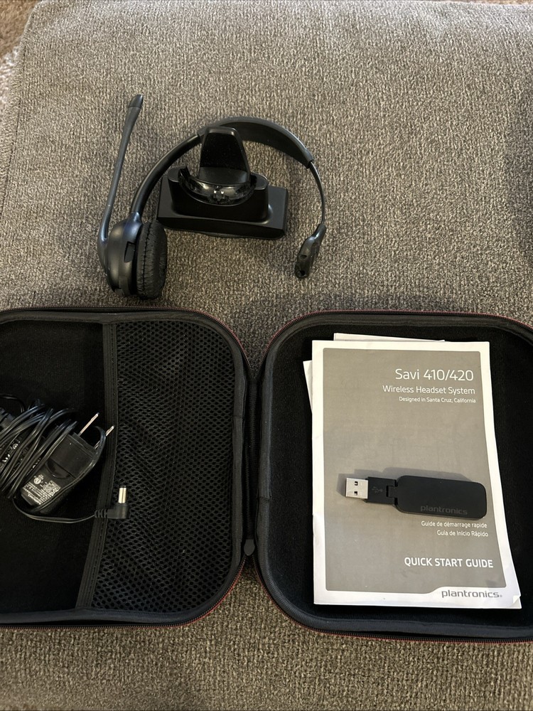 Plantronics Savi 410/420 Wireless Headset System with Case - EUC