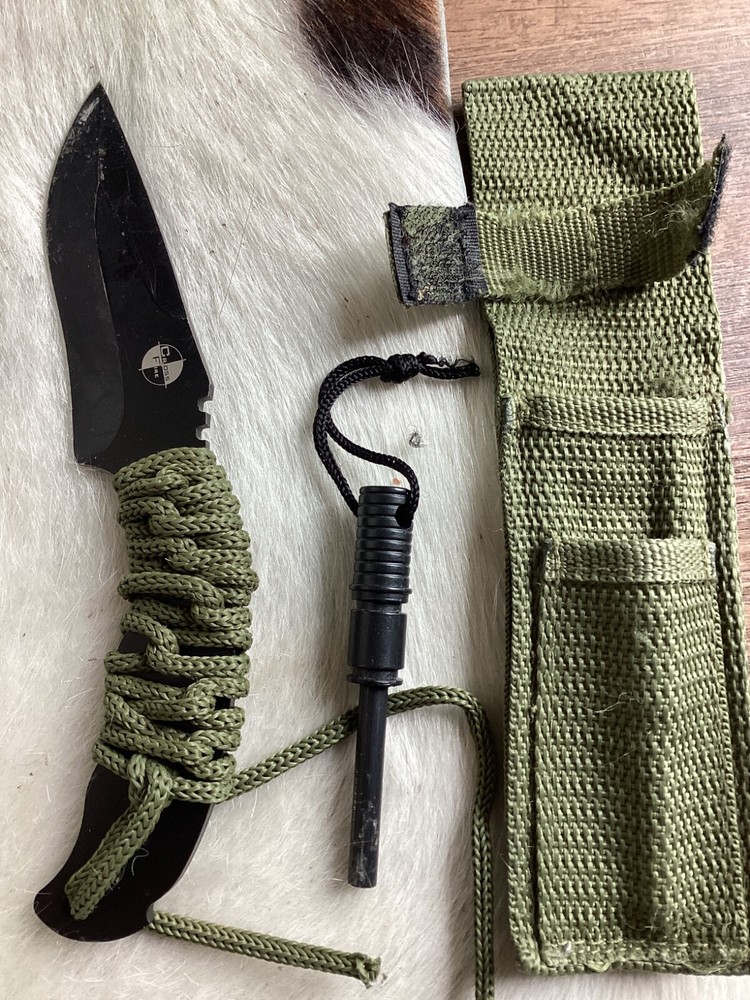 Cross Fire 7 inch Fire starter Survivor knife, w/case