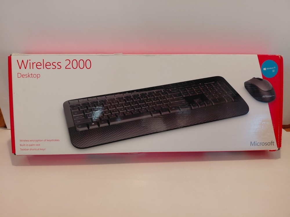 Microsoft Wireless Desktop 2000 Keyboard Mouse USB Dongle Combo Tested Works