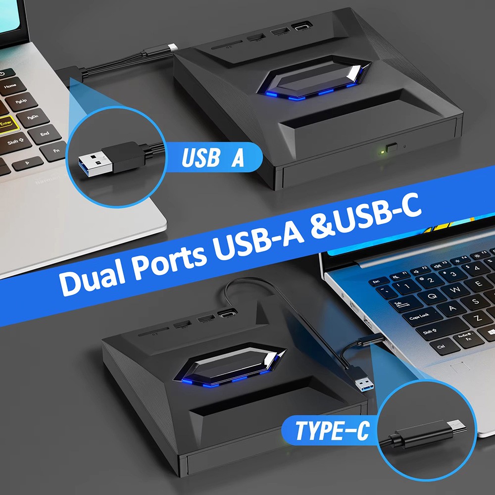 External CD DVD Drive Reader Writer CD Burner USB3.0 Type-C for PC Windows 11 10
