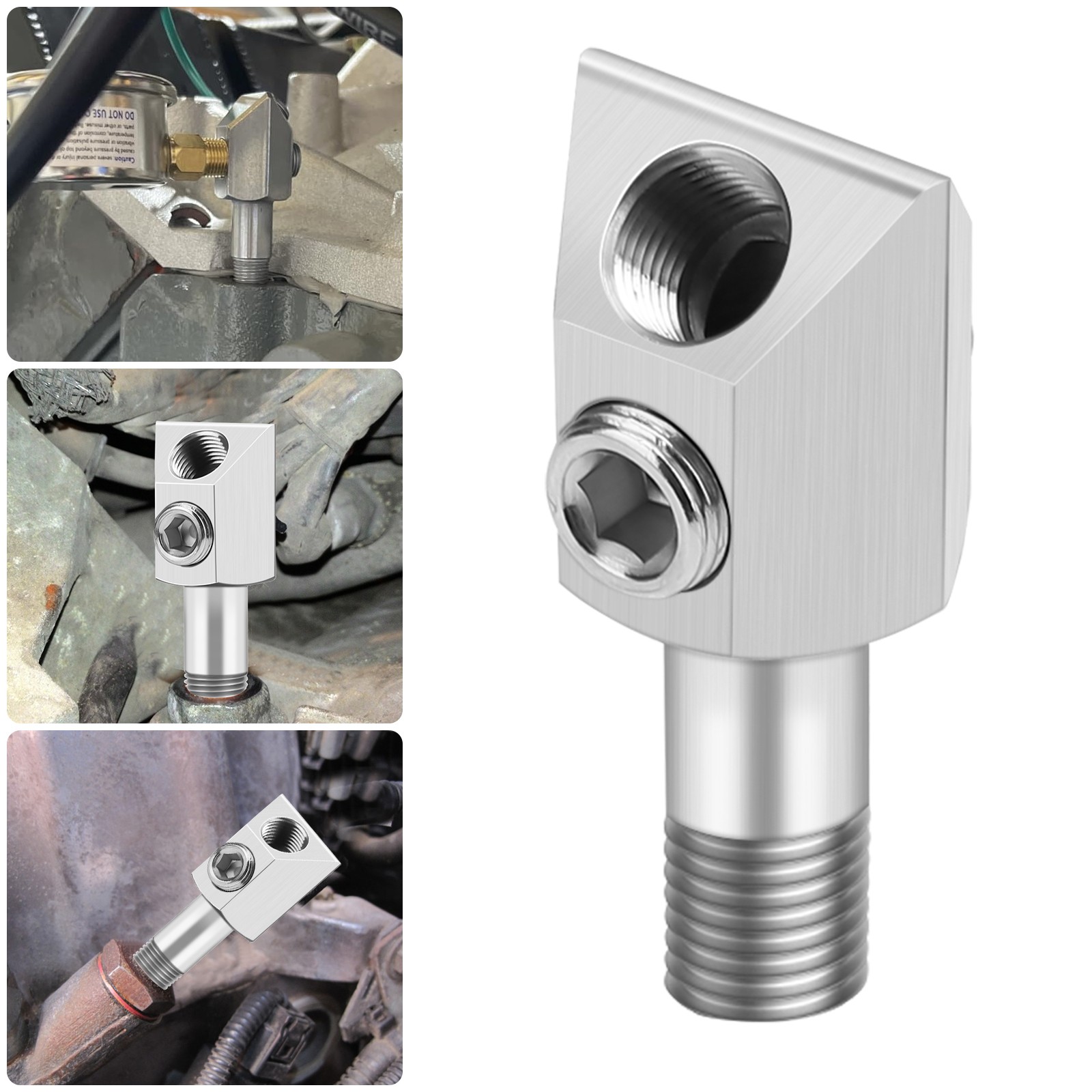 1/8" NPT Oil Pressure Sensor Tee port Thread Adapter for GM/Chevy 305/350 Engine