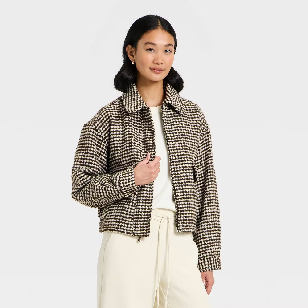 Women's Textured Houndstooth Jacket - A New Day