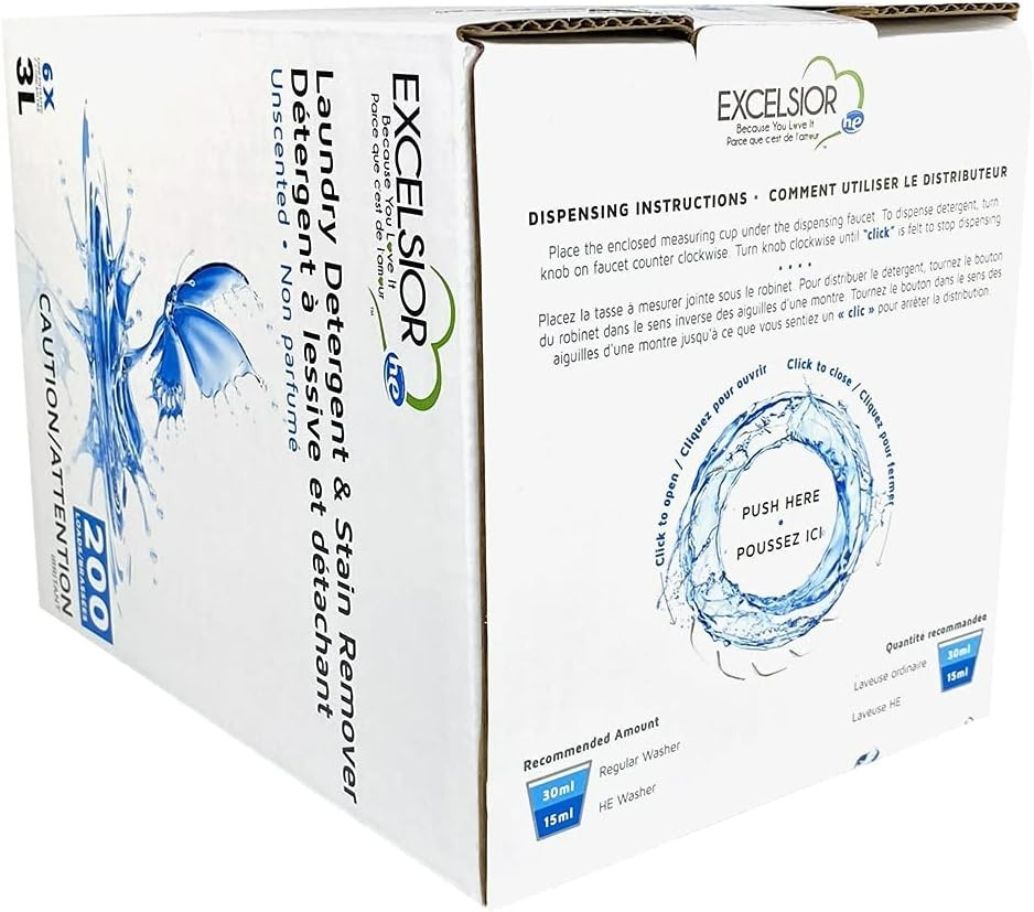 Excelsior - Laundry Detergent with Eco Bottle- Concentrated Liquid - Unscente...