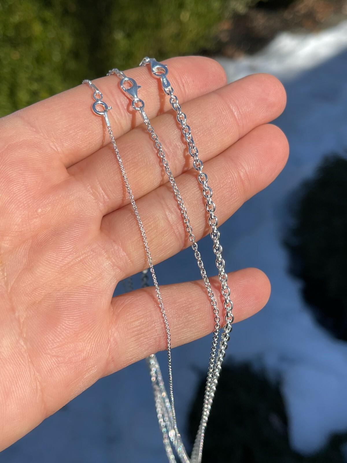 Real Solid 925 Sterling Silver Anchor Cable Chain Rolo Necklace 1mm - 3mm ITALY