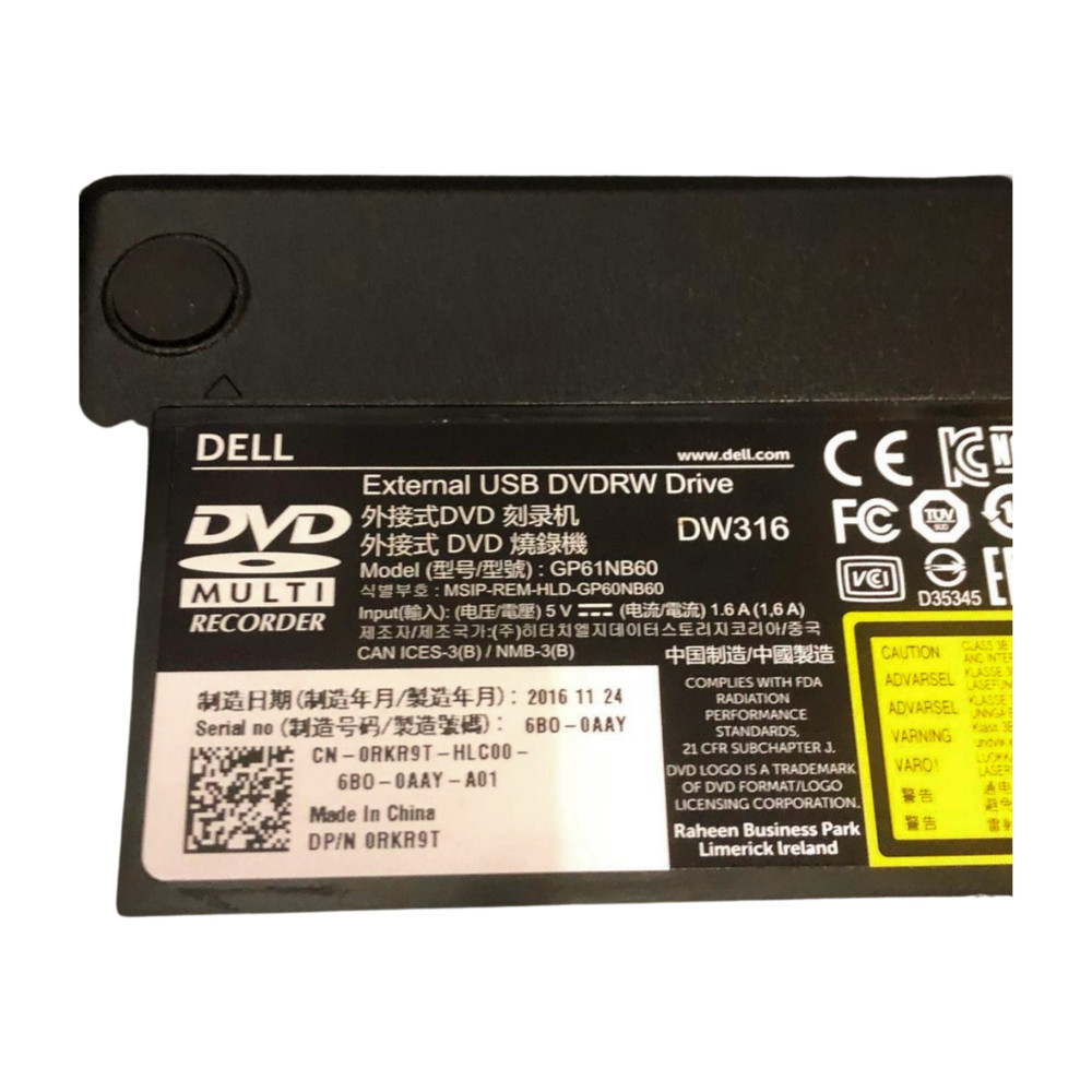 Dell External USB DVDRW Drive GX10N Black