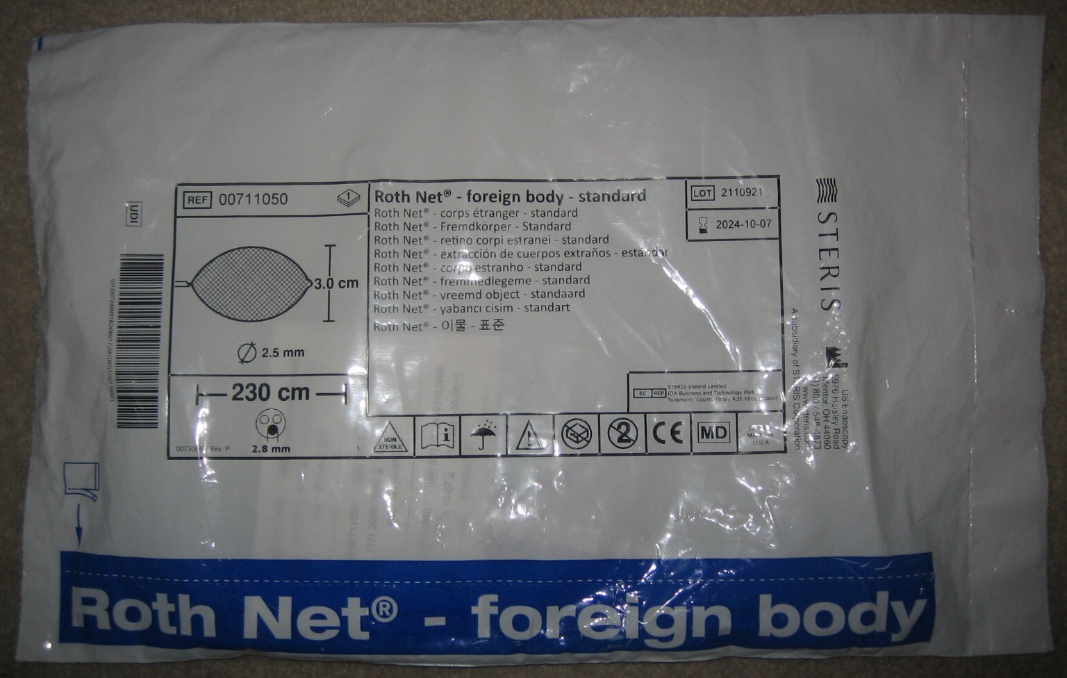 Steris 00711050 00711052 Roth Net Foreign Body Retrieval 230 cm Exp 2025-07