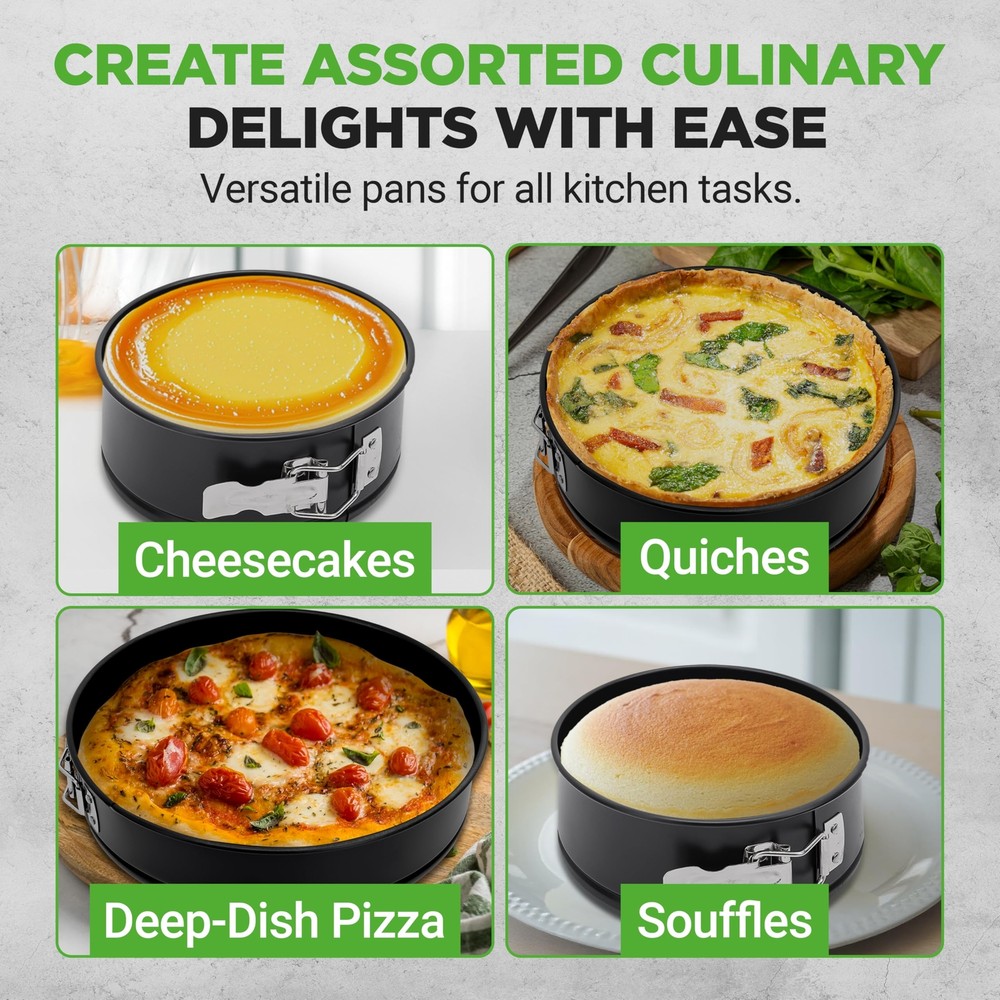 NutriChef 3-Piece Nonstick Springform Pan Set - (Black)