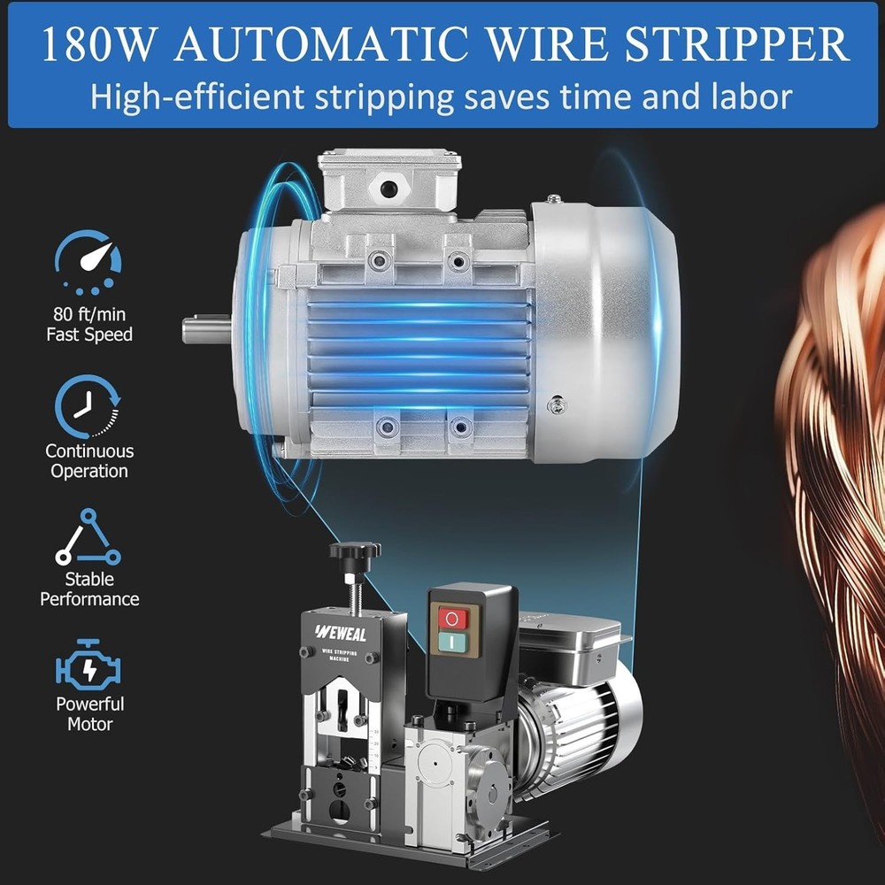 Wire Stripper Machine, 0.06''-1.18'' Electric Cable Stripper Machine with 180...
