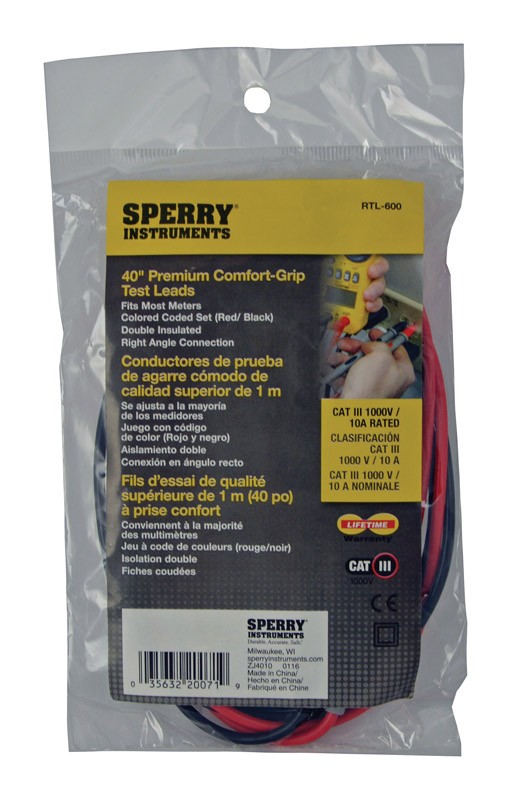 Sperry 1000V Lead Wire Replacement Test Leads Black/Red