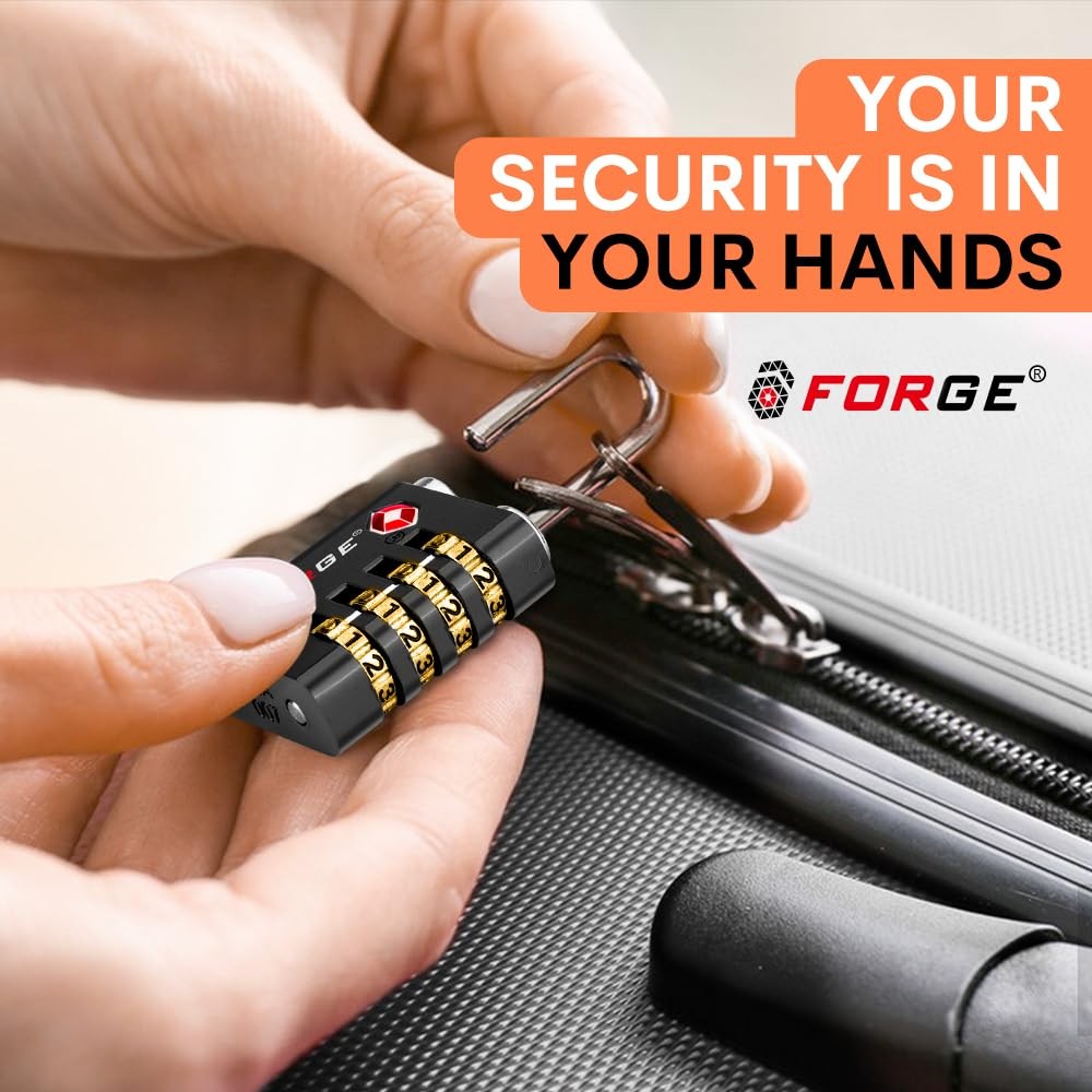 Forge Dual-Opening: Key or Combination Access Lock, TSA 4 Pack, Black