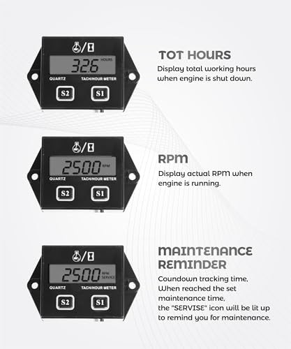 Small Engine Tachometer,Car Accessories Motorcycle Tachometer,Waterproof
