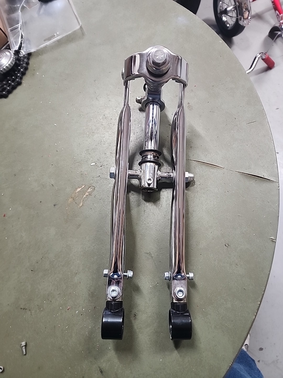 SCHWINN LIL STINGRAY TRICYCLE CHROME SPRINGER FRONT FORK HARD TO FIND NICE L$$K