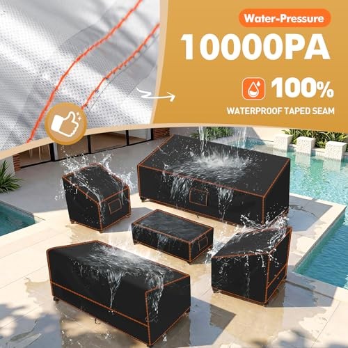 Outdoor Patio Furniture Covers Set, 5 Piece Patio Covers for XX-Large Black