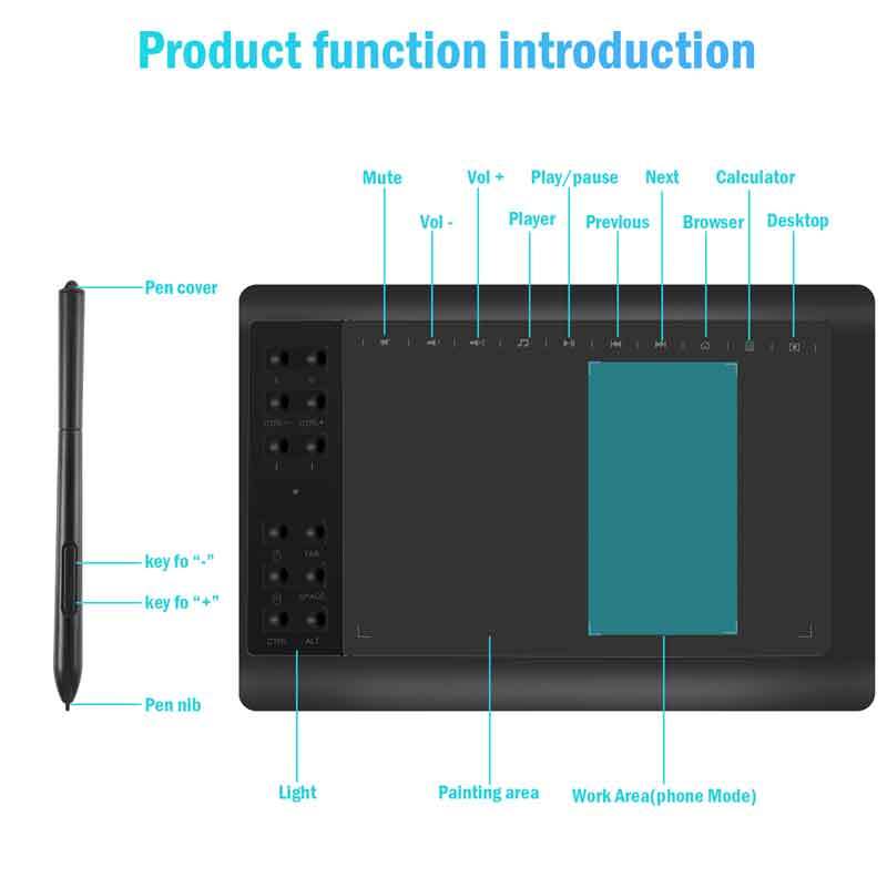 Digital Graphic Drawing Tablet with Screen Pen Display 22 Shortkey for Android