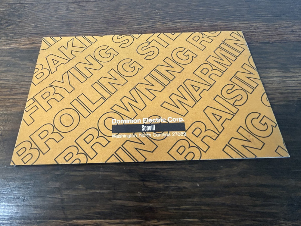 Dominion Electric Skillets Manual