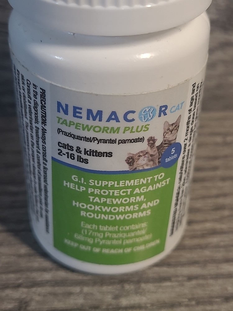 Nemacor Cat Kitten Tapeworm Plus: 5 Count Hookworm Roundworm 2-16lbs