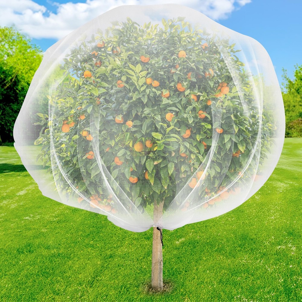 Fruit Tree Netting with Drawstring, 6.9x8.5ft 6.9 x 8.5FT/1Pack, White