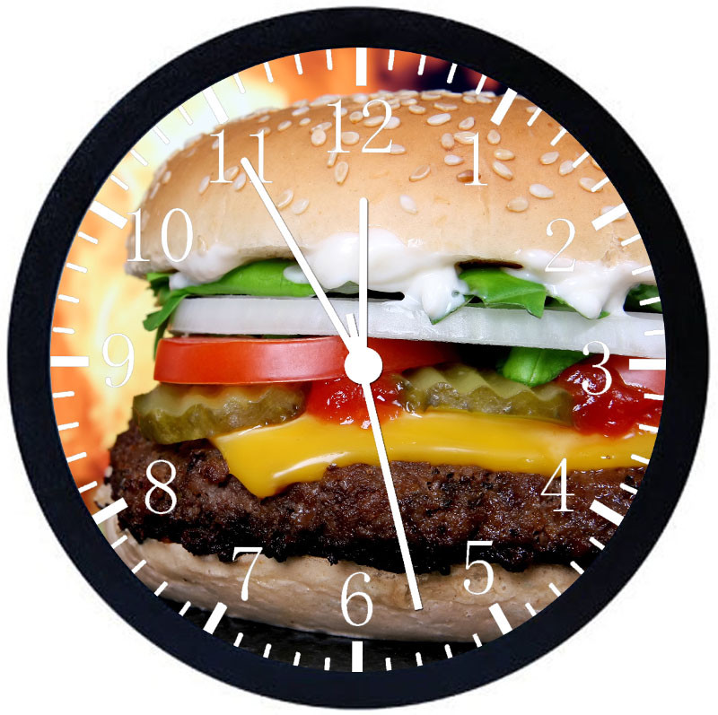 Hamburger Black Frame Wall Clock E283