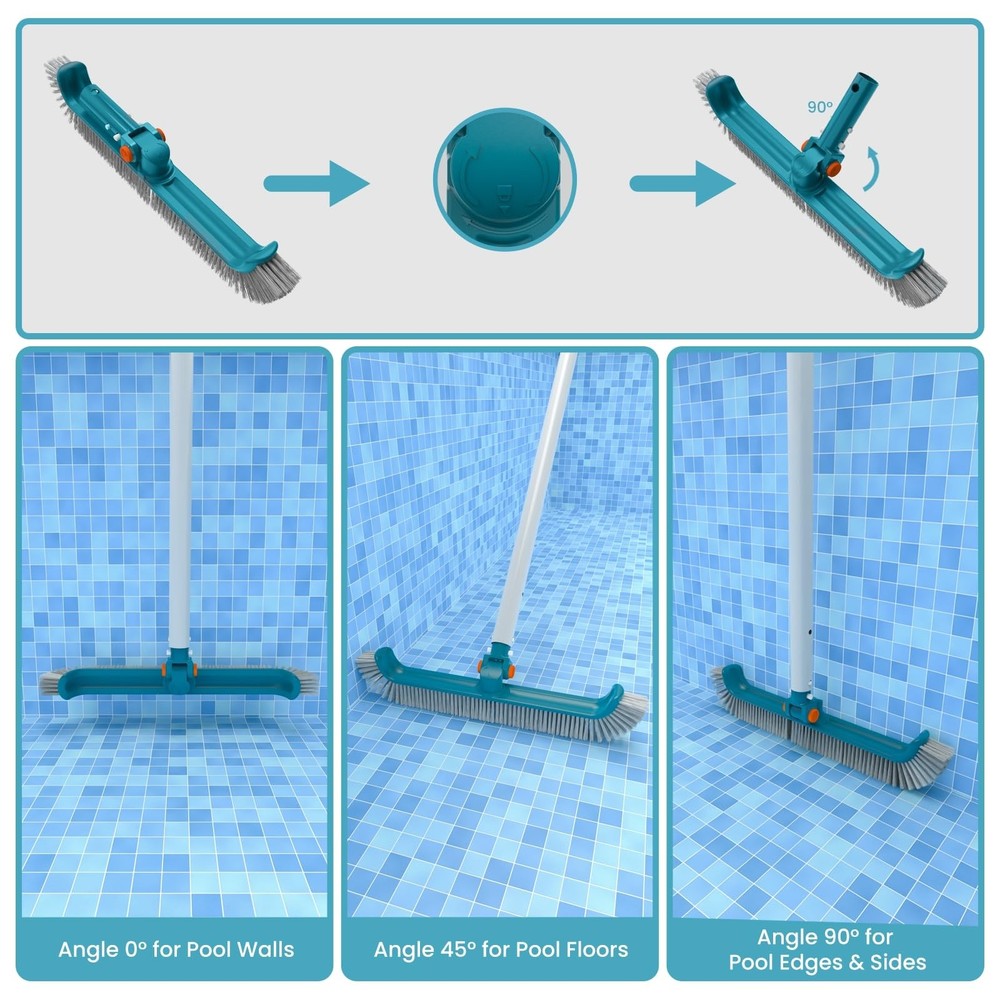 Pool Cleaning Kit Fine Mesh Deep Pool Rake Leaf Skimmer Net No Pole