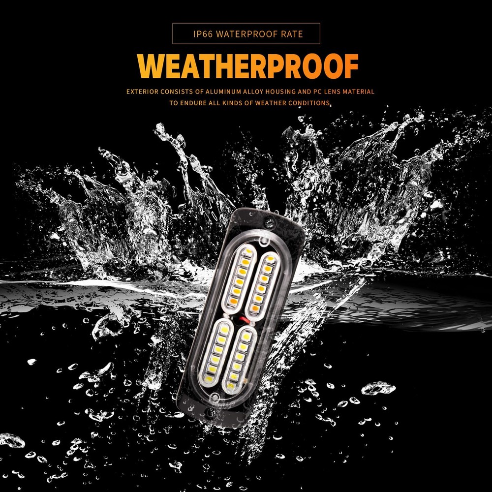 8-Pcs Sync Feature LED Emergency Strobe Lights Ultra Slim Grille Surface Mount