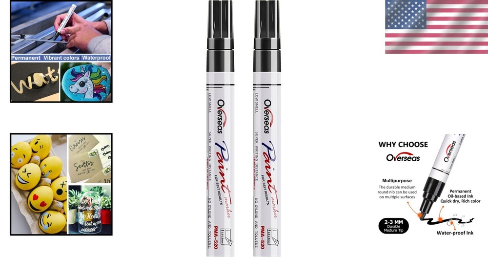 Quality Permanent Black Paint Pens - Quick Drying for Multiple Surfaces