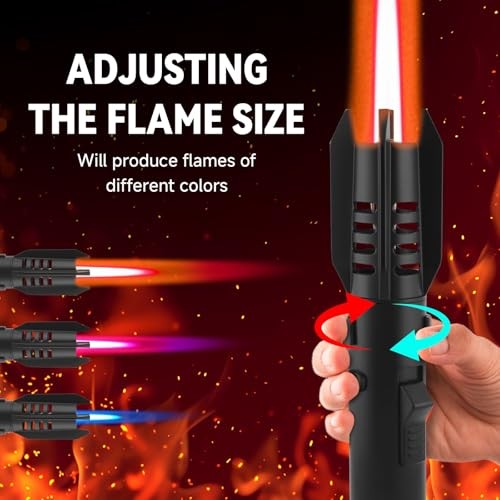 Torch Lighter, Straight Flame Butane Cool Lighters, Refillable Windproof Silver