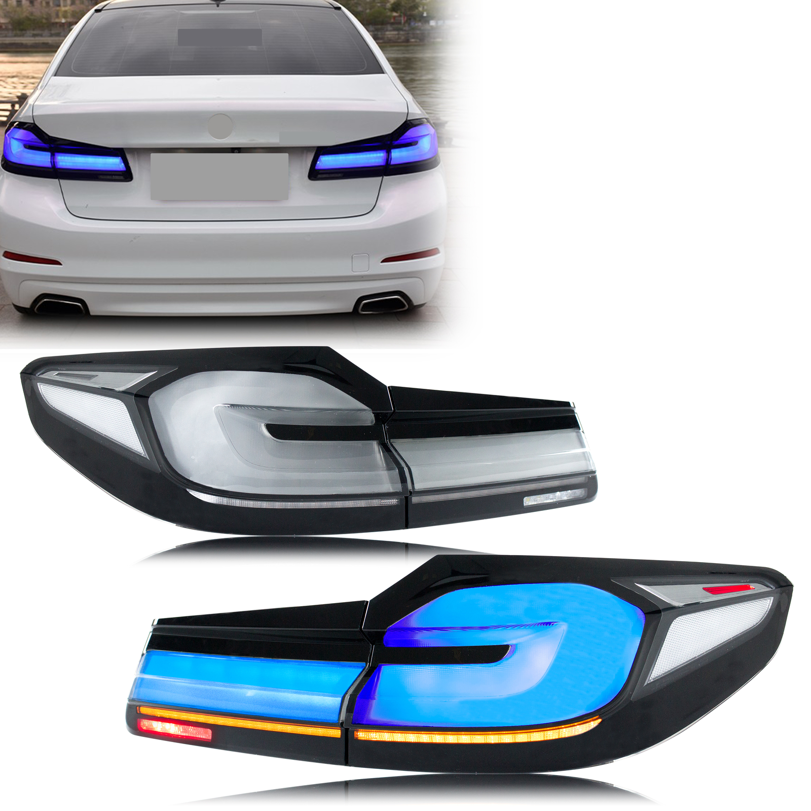 LED Tail Lights for BMW G30 M5 F90 5 Series 2017-2020 Sequential Rear Lamps Blue