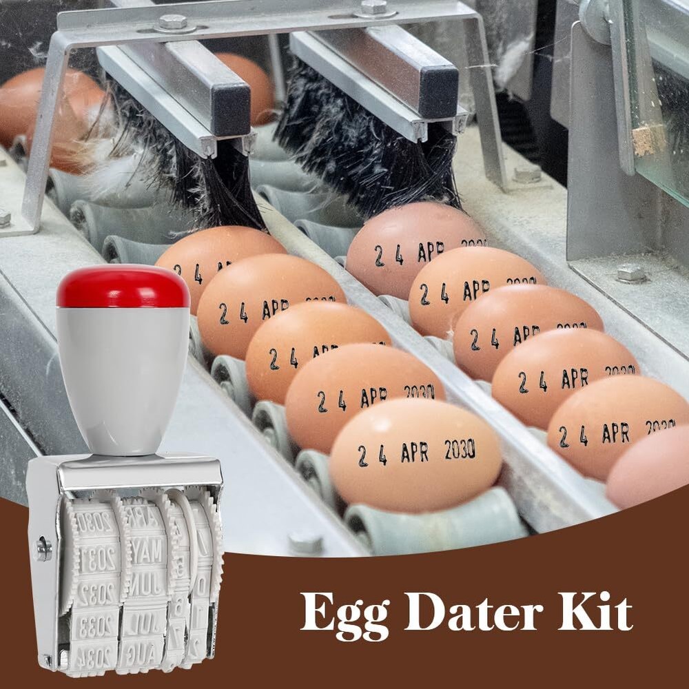 2 Pack Egg Dater Kit - 4 mm Rubber Egg Date Stamp & 2 Black Stamper Pad - Fre...