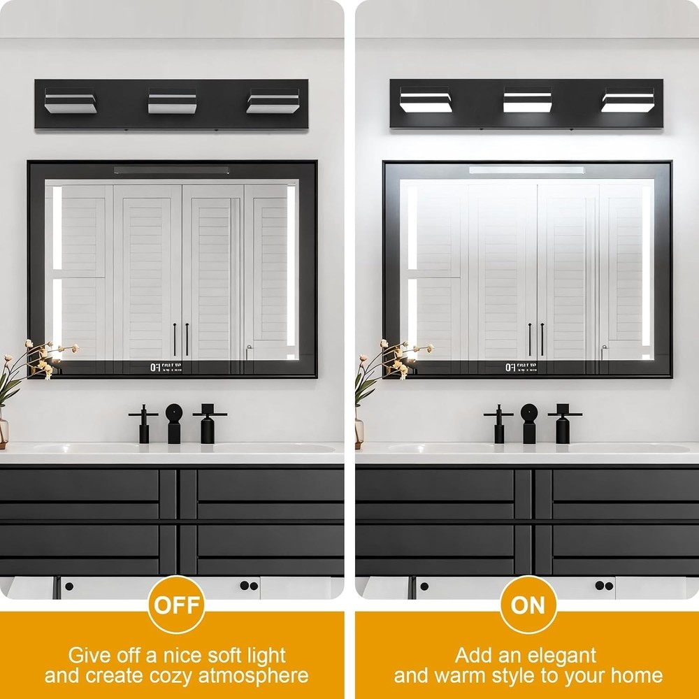 Matte Black 24-Inch Bathroom Wall Lighting