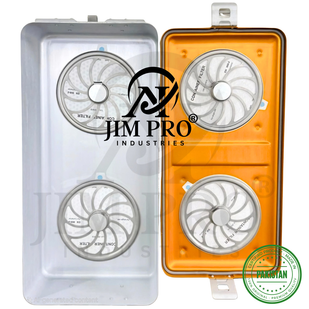 Aluminium Sterilization Container, Bottom & Lid Perforated with 4 filter holders