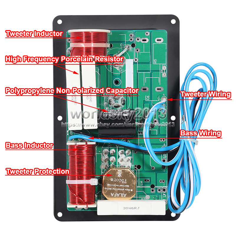 1pcs 800W 2 Way High-Low Speaker Frequency Divider Crossover Filter Junction Box