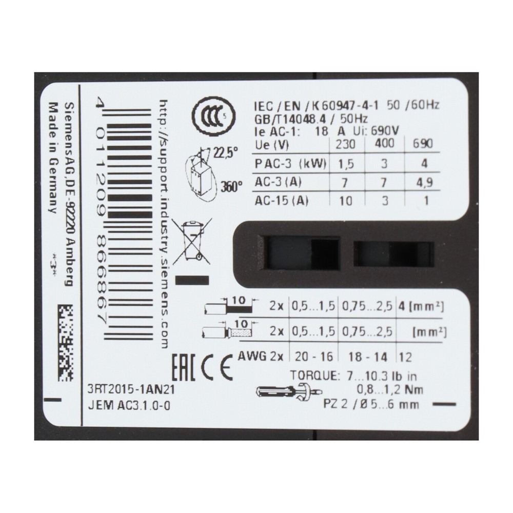 Siemens 3RT2015-1AN21 New NFP