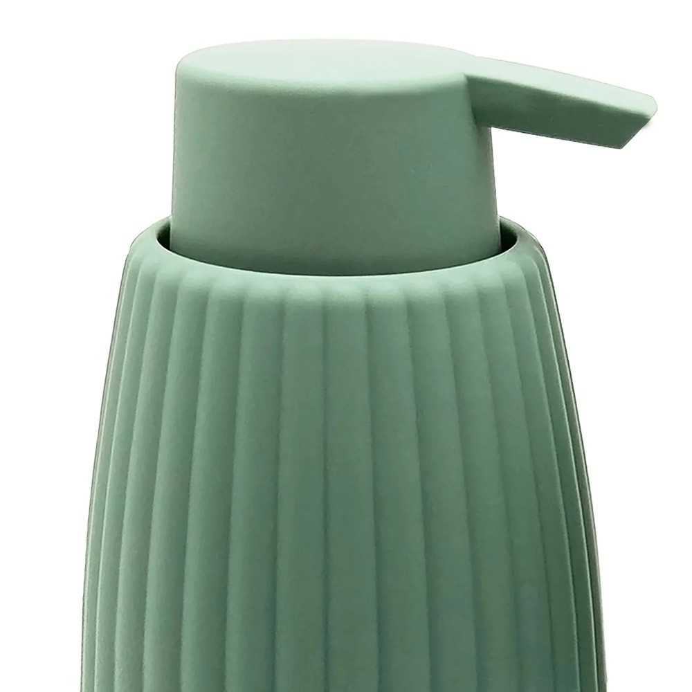 Rubberized Plastic Ribbed Soap Dispenser Pump Green