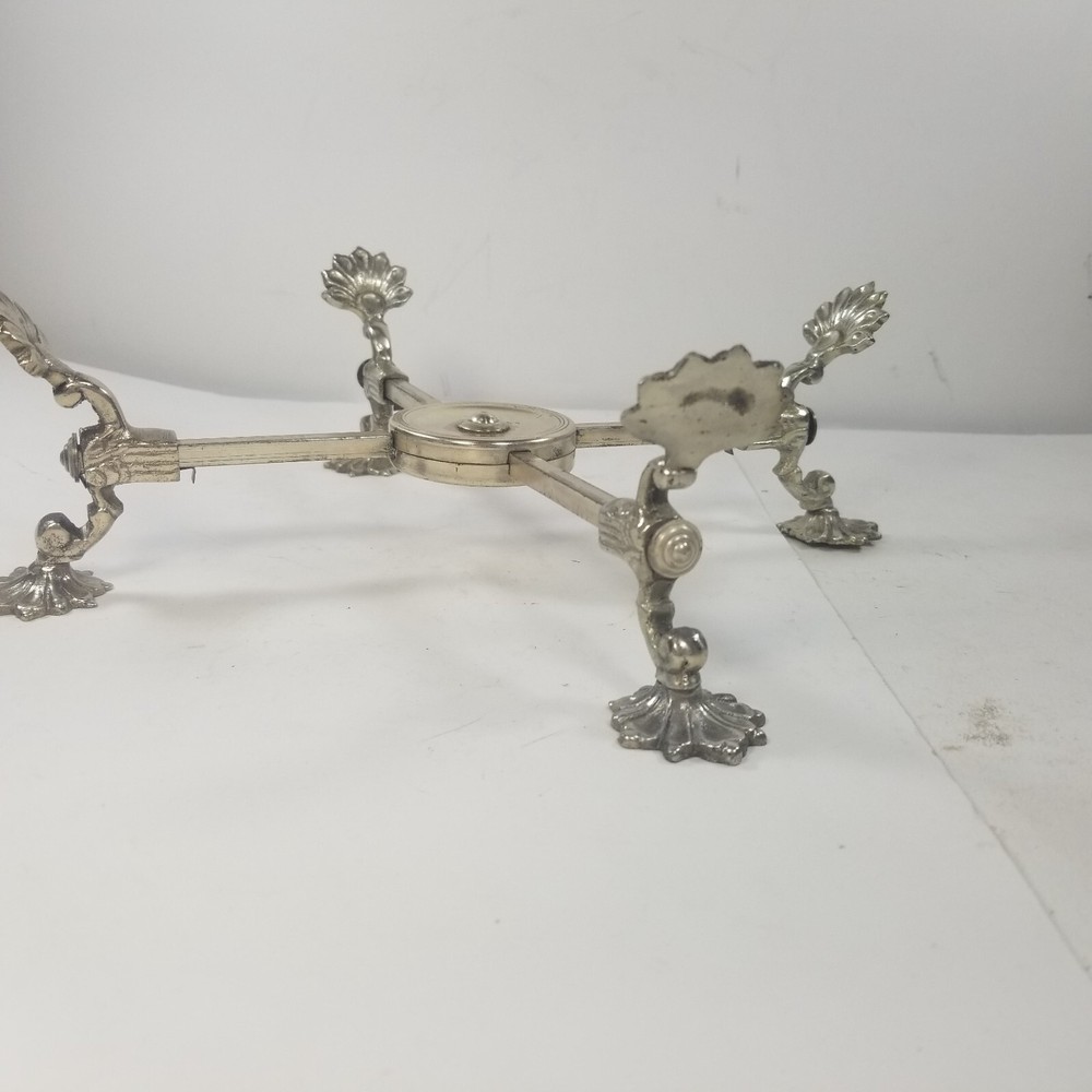 Adjustable Expandable Trivet Warmer Chafer Stand Antique Silver Tone Vintage