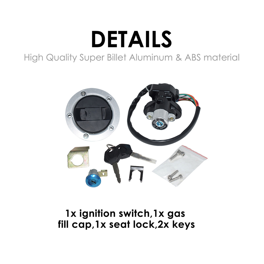 For SUZUKI GSXR750 600 2004-2005 Ignition Switch Fuel Gas Cap Seat Lock Key Set